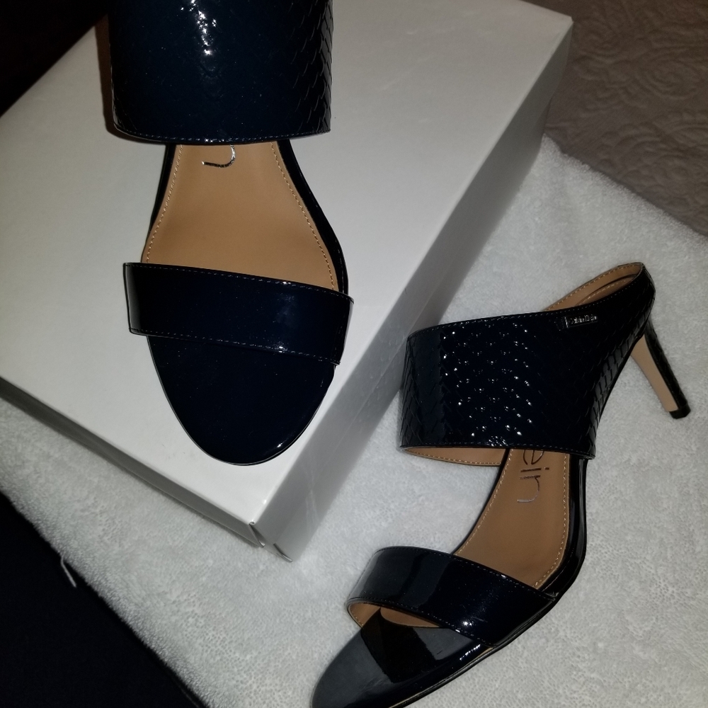 Womens navy blue mule pumps Calvin Klein